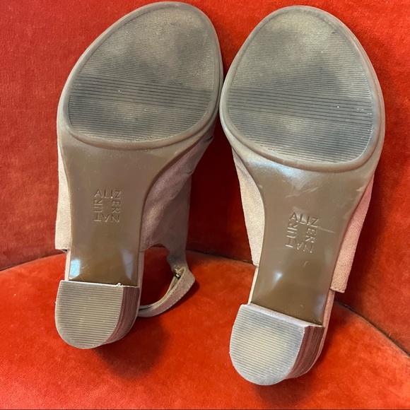 Naturalized Suede Open Toe Mules, Thick Heel - Picture 6 of 11